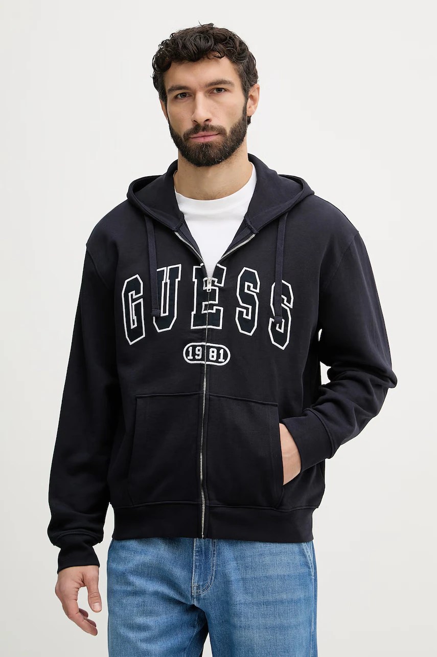 Hanorac bărbătesc guess DAVIS cu fermoar din bumbac Hanorac bărbătesc guess DAVIS cu fermoar din bumbac