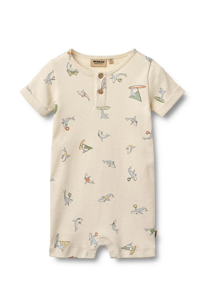 Salopetă scurtă wheat pentru bebeluși din bumbac Salopetă scurtă wheat pentru bebeluși din bumbac