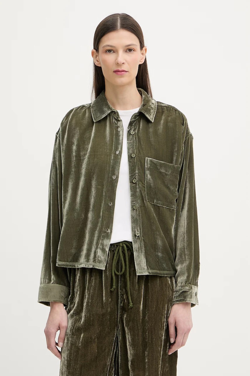 Bluză tip cămașă de damă din velur american vintage Bluză tip cămașă de damă din velur american vintage