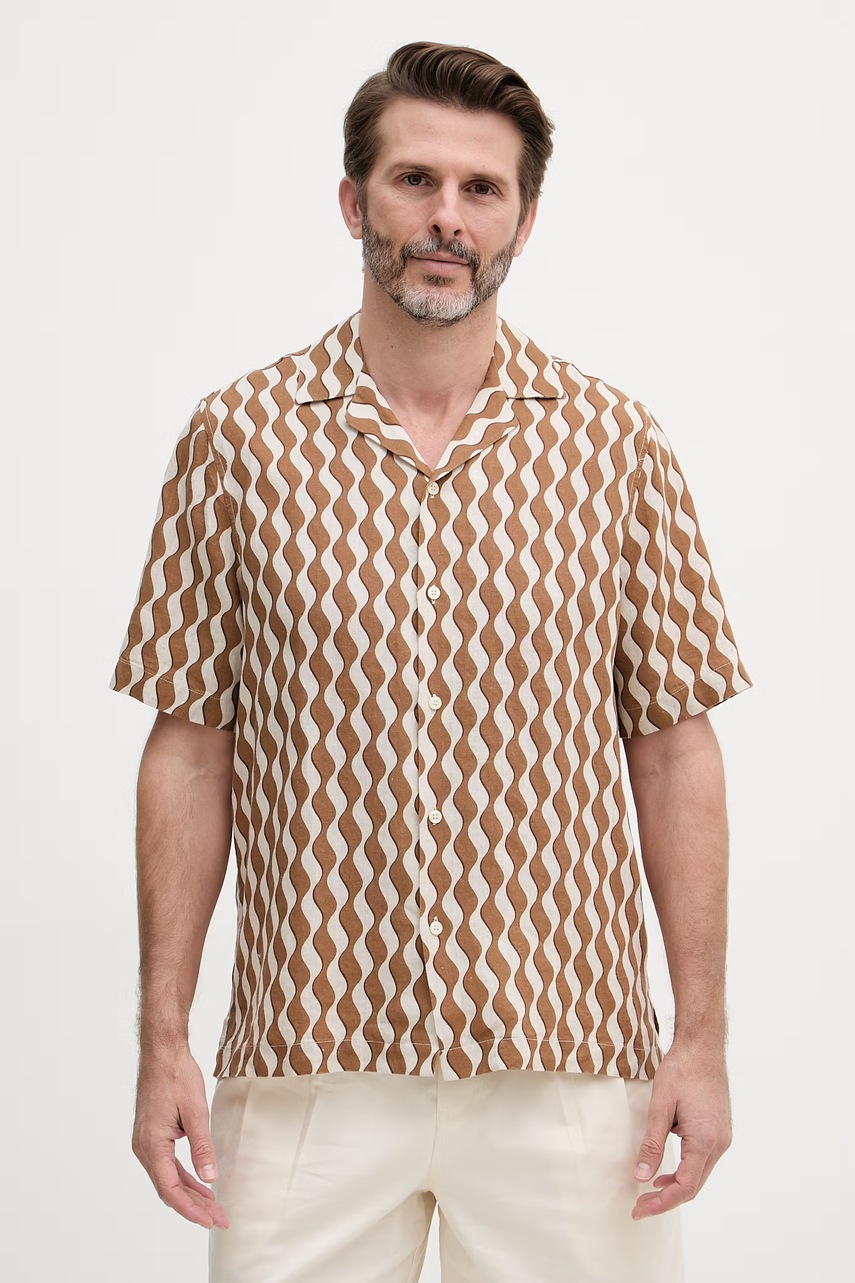 Cămașă pentru bărbați frescobol carioca, din in Cămașă pentru bărbați frescobol carioca, din in