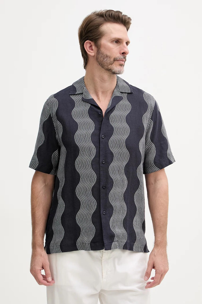 Cămașă pentru bărbați frescobol carioca din in Cămașă pentru bărbați frescobol carioca din in