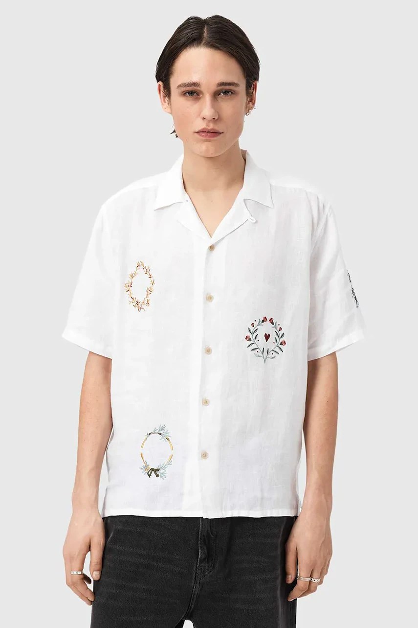 Cămașă bărbătească din in DECK AllSaints Cămașă bărbătească din in DECK AllSaints