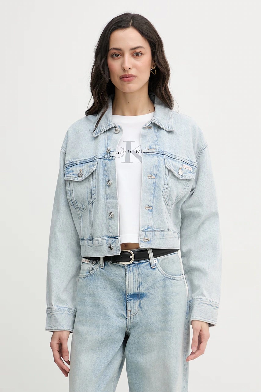 Jachetă scurtă pentru femei din denim calvin klein jeans Jachetă scurtă pentru femei din denim calvin klein jeans