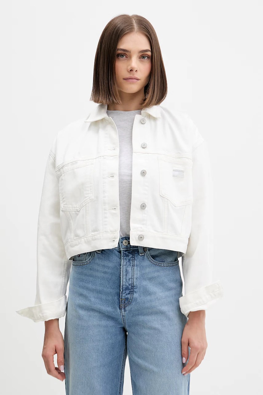 Geacă de tranziție tommy jeans pentru femei din bumbac Geacă de tranziție tommy jeans pentru femei din bumbac
