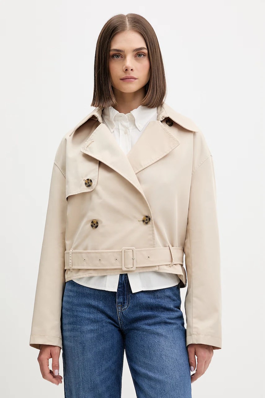 Trenci scurt femeiesc tommy jeans din bumbac Trenci scurt femeiesc tommy jeans din bumbac