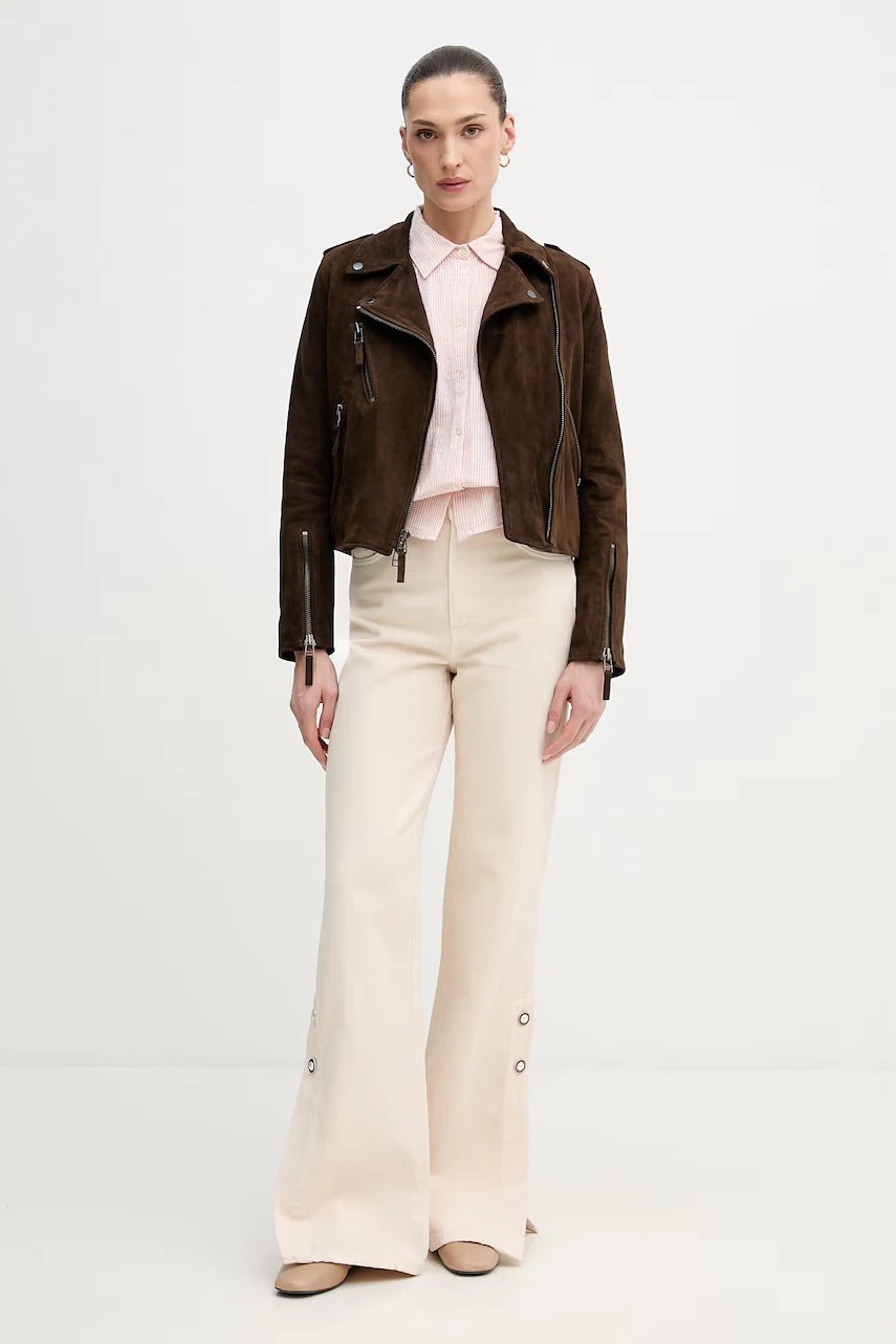 Jachetă biker blauer din piele întoarsă CHERRY Jachetă biker blauer din piele întoarsă CHERRY