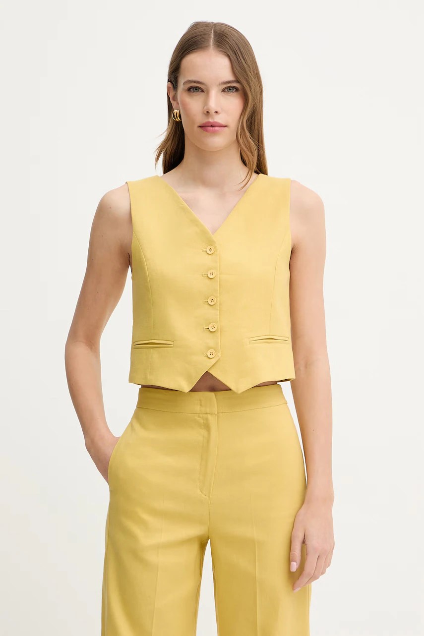 Iblues vestă elegantă cu un singur rând de nasturi pentru damen cu amestec de in GABARRA Iblues vestă elegantă cu un singur rând de nasturi pentru damen cu amestec de in GABARRA