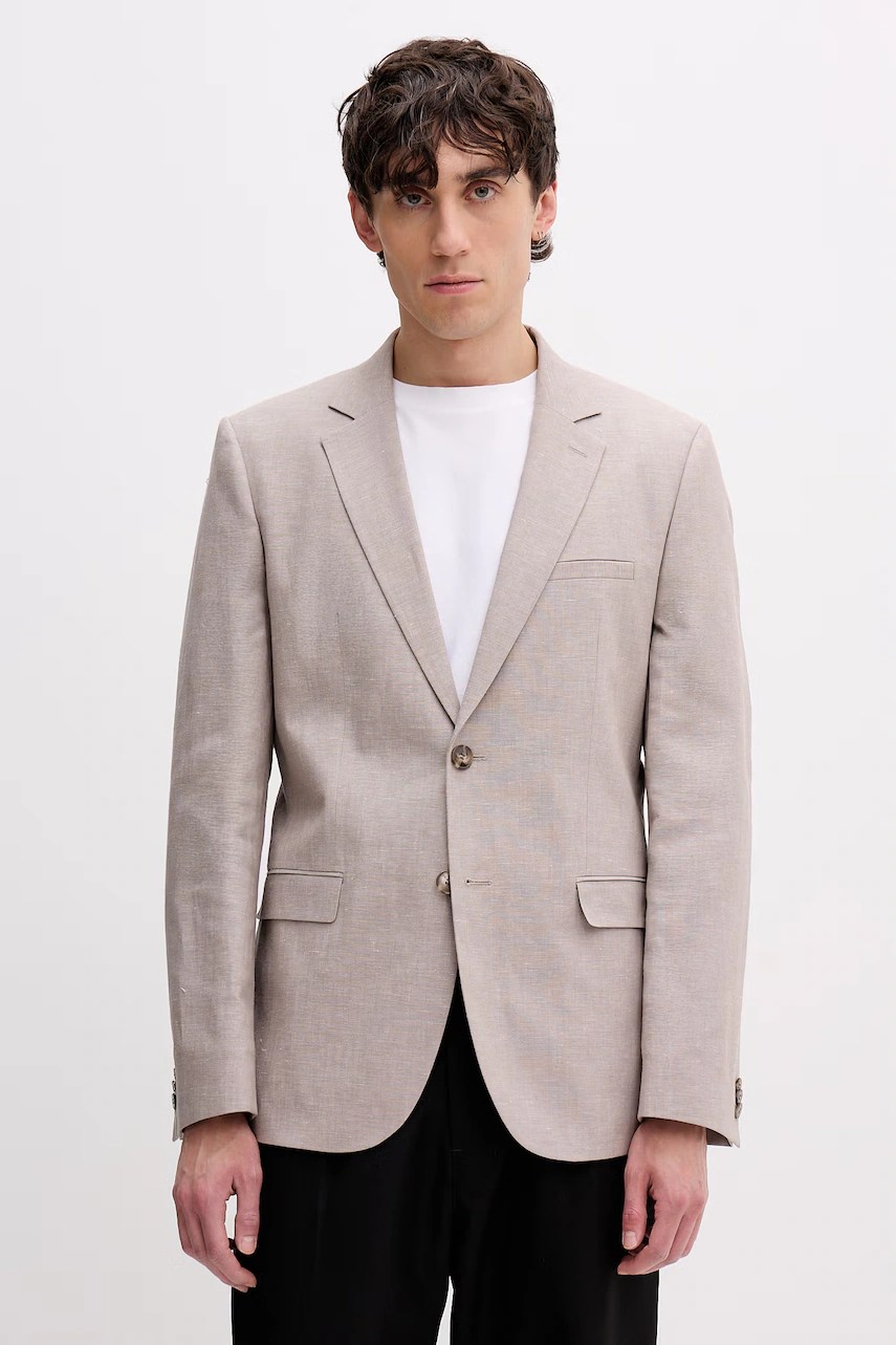 Hugo sacou bărbătesc cu un rând de nasturi, amestec de in Arti253X Hugo sacou bărbătesc cu un rând de nasturi, amestec de in Arti253X