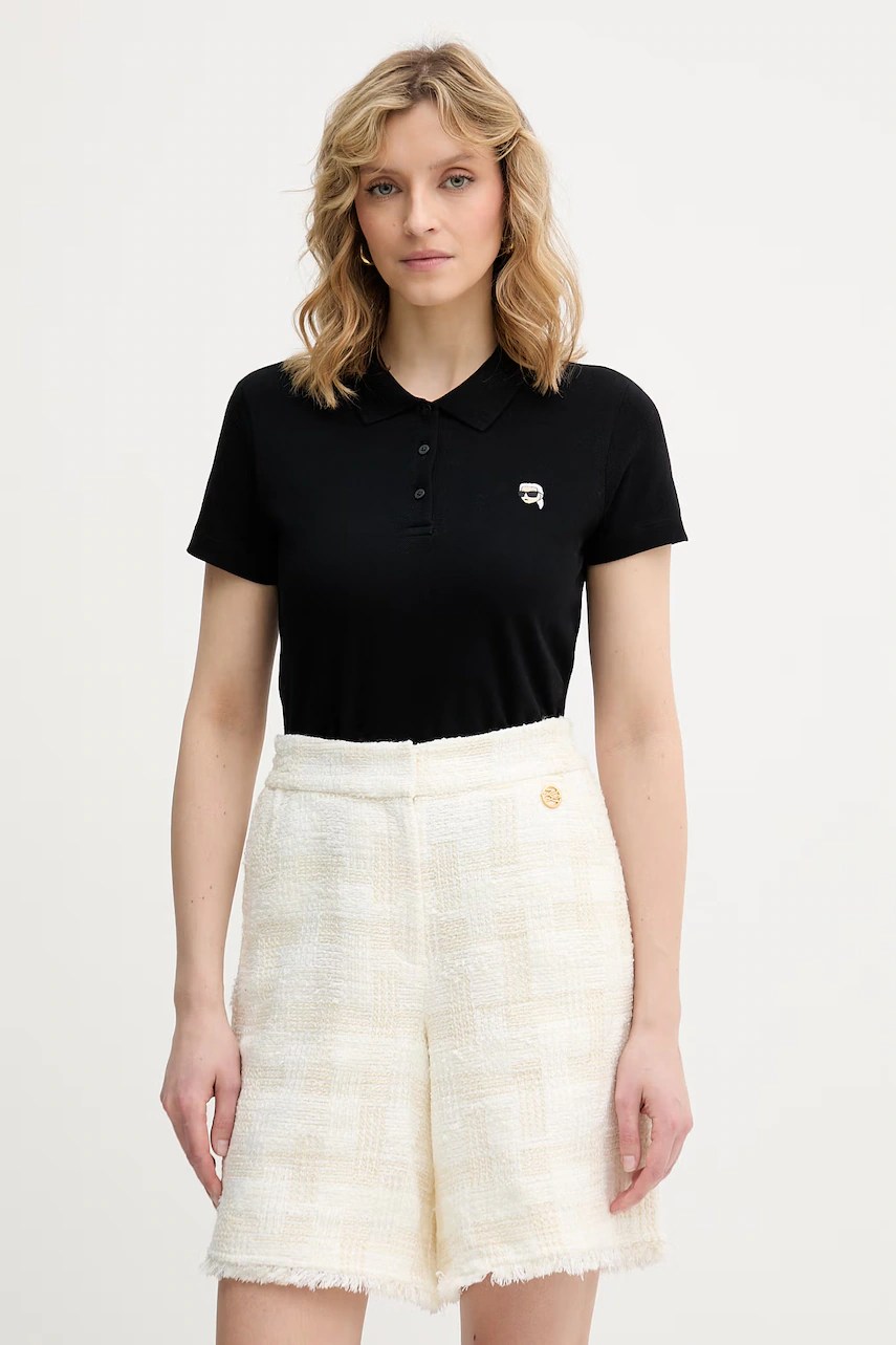 Tricou polo pentru femei karl lagerfeld, din bumbac IKON Tricou polo pentru femei karl lagerfeld, din bumbac IKON