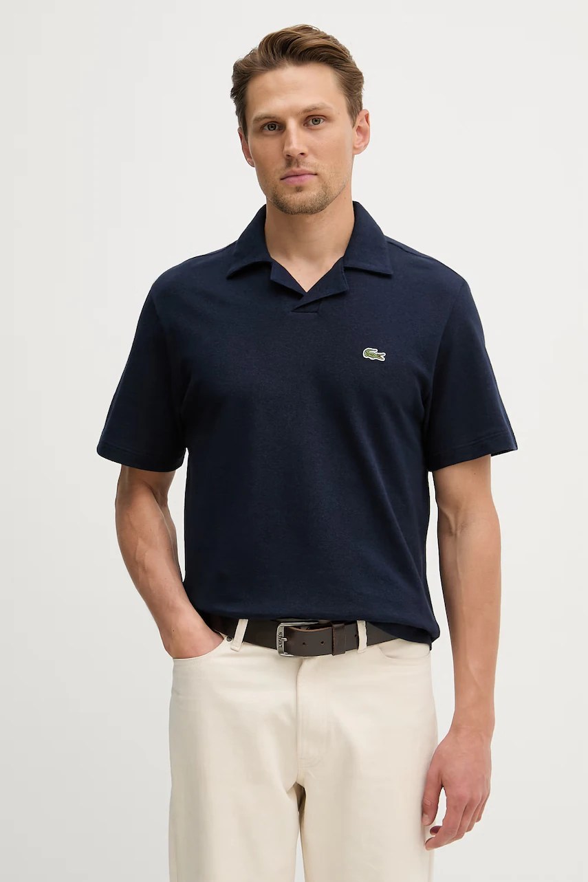 Tricou polo bărbătesc lacoste cu amestec de in Tricou polo bărbătesc lacoste cu amestec de in