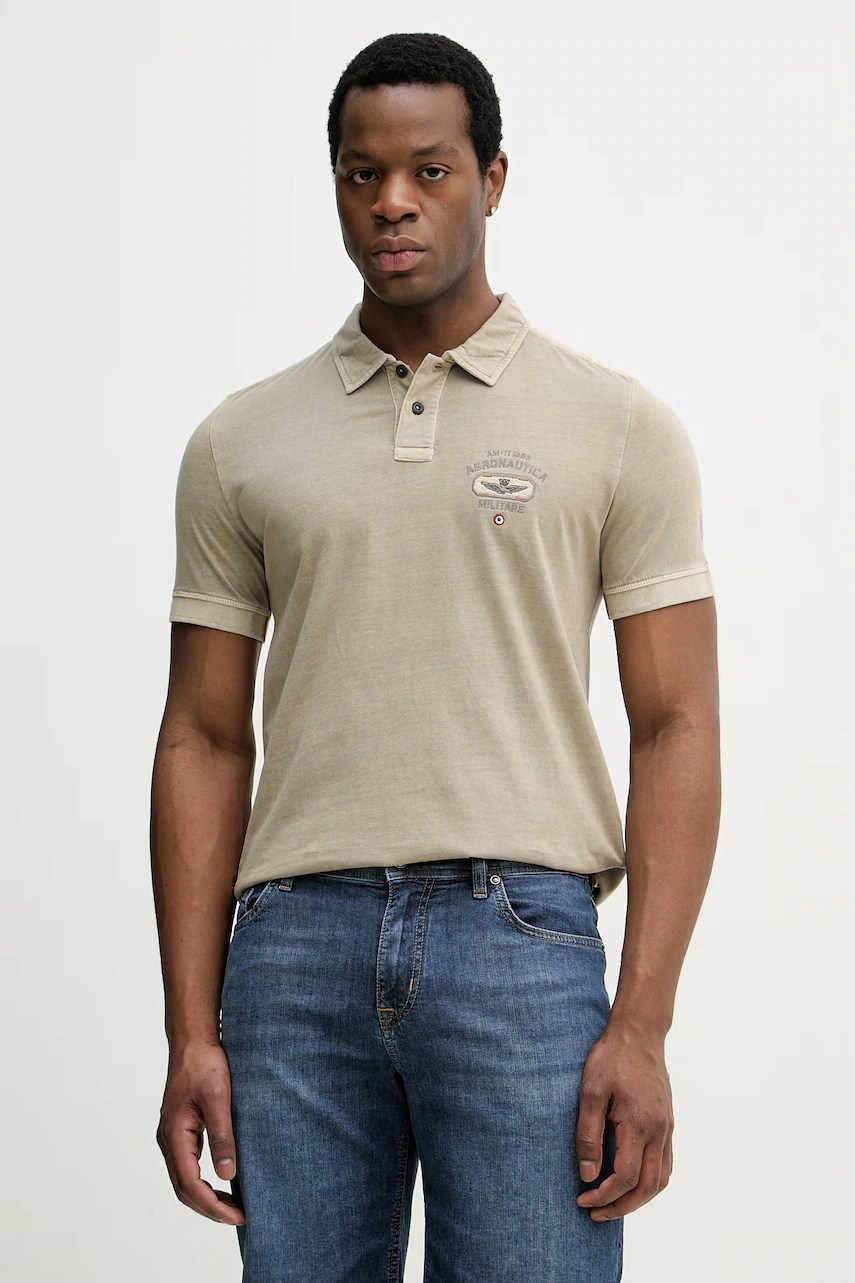 Tricou polo aeronautica militare din bumbac Tricou polo aeronautica militare din bumbac