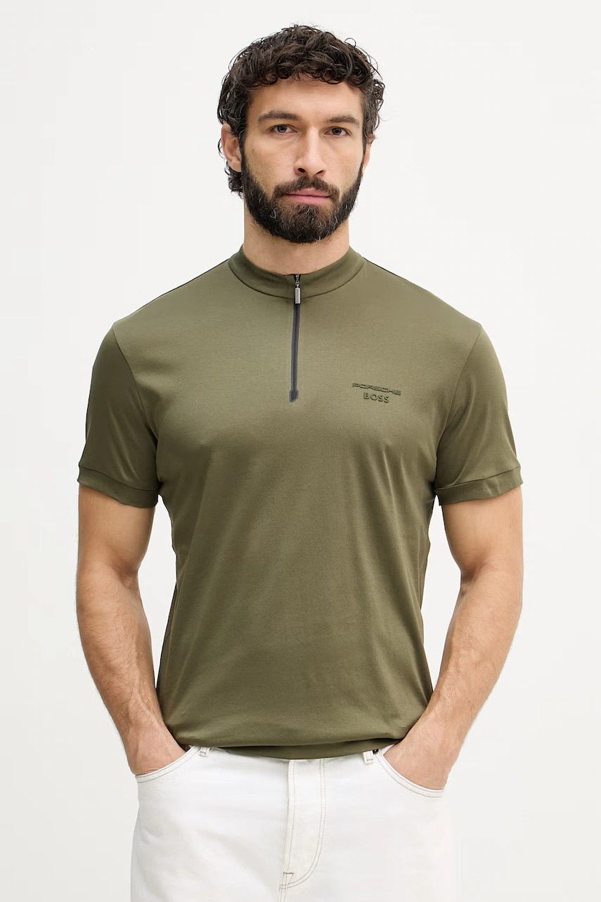 Tricou polo bărbați BOSS green din bumbac BOSS x PORSCHE Tricou polo bărbați BOSS green din bumbac BOSS x PORSCHE