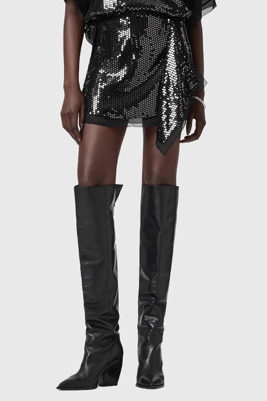 Fustă AllSaints cu mâneci decorative Fustă AllSaints cu mâneci decorative