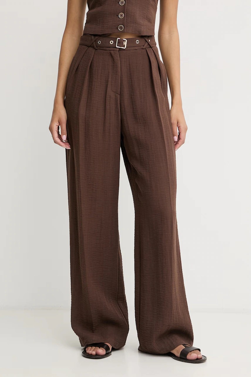 Pantaloni wide leg pentru femei simona corsellini din vâscoză Pantaloni wide leg pentru femei simona corsellini din vâscoză