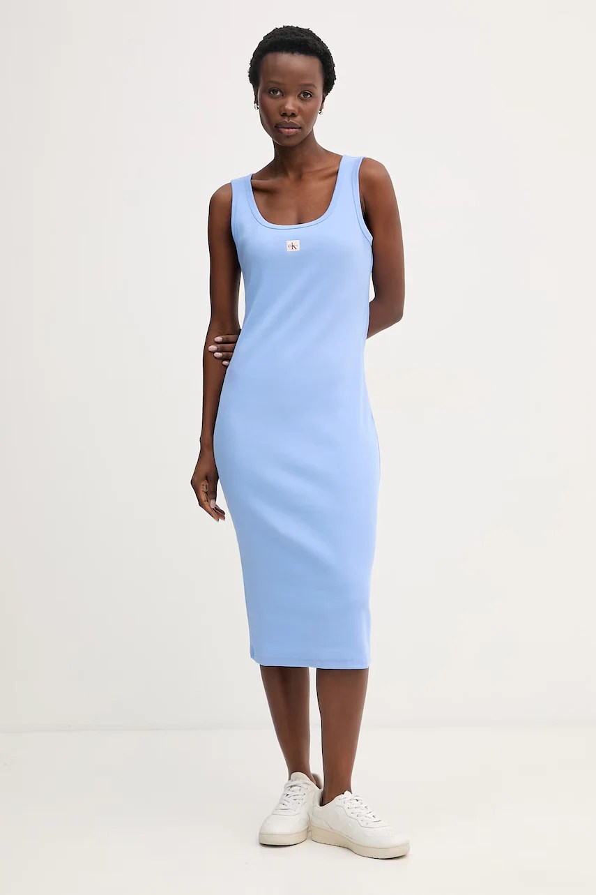 Rochie mini calvin klein jeans din bumbac cu elastan Rochie mini calvin klein jeans din bumbac cu elastan