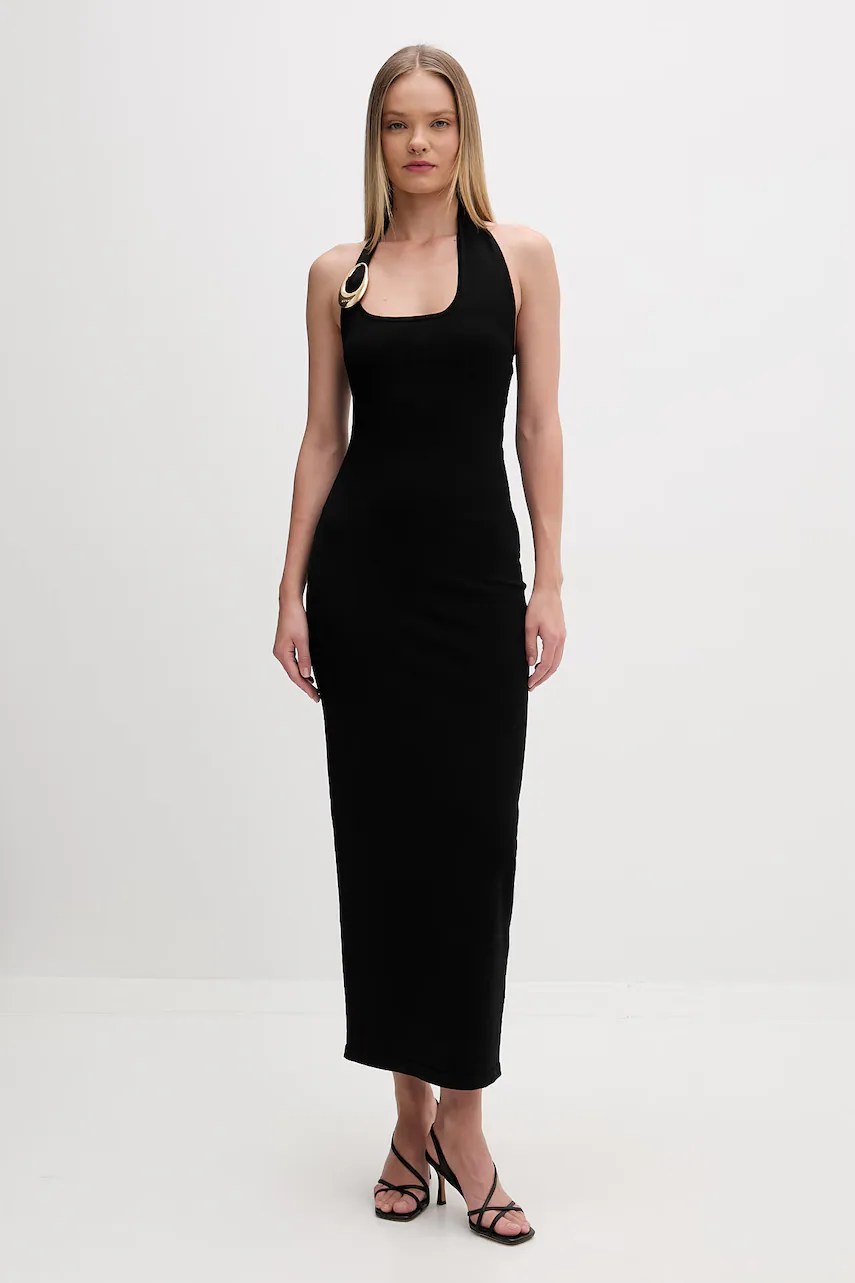 Rochie neagră HUGO little black dress din vâscoză Shagar Rochie neagră HUGO little black dress din vâscoză Shagar