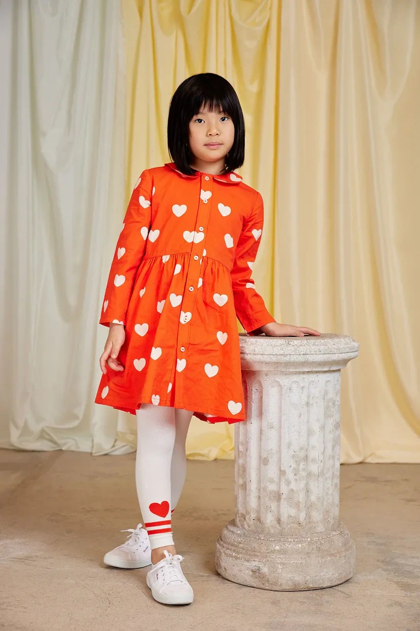 Rochie din bumbac pentru copii mini rodini Hearts Rochie din bumbac pentru copii mini rodini Hearts