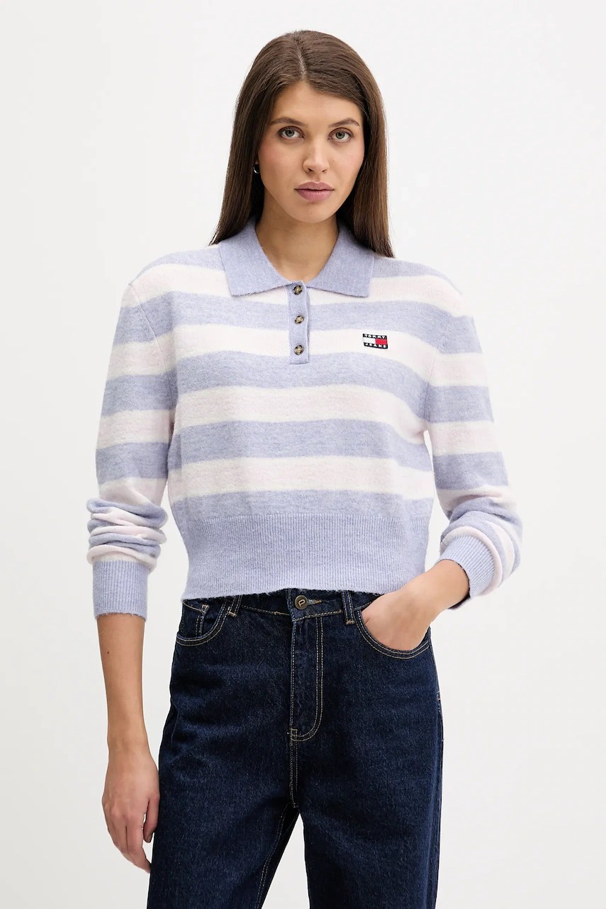 Pulover tommy jeans din lână de alpaca Pulover tommy jeans din lână de alpaca