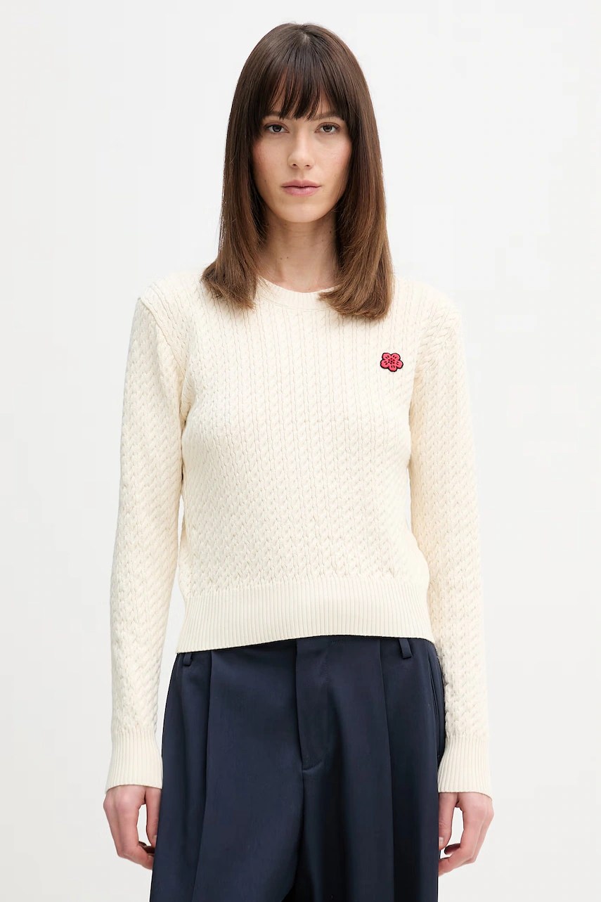 Pulover kenzo cu amestec de lână și broderie florală Pulover kenzo cu amestec de lână și broderie florală