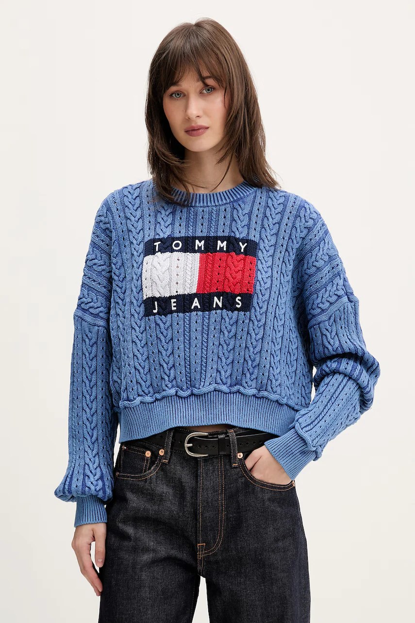 Pulover tommy jeans pentru femei din bumbac Pulover tommy jeans pentru femei din bumbac