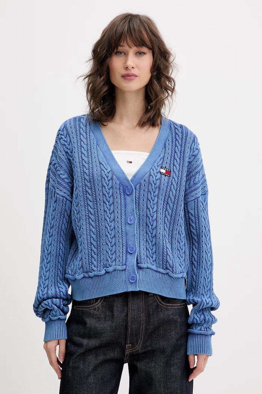 Cardigan feminin tommy jeans din bumbac Cardigan feminin tommy jeans din bumbac