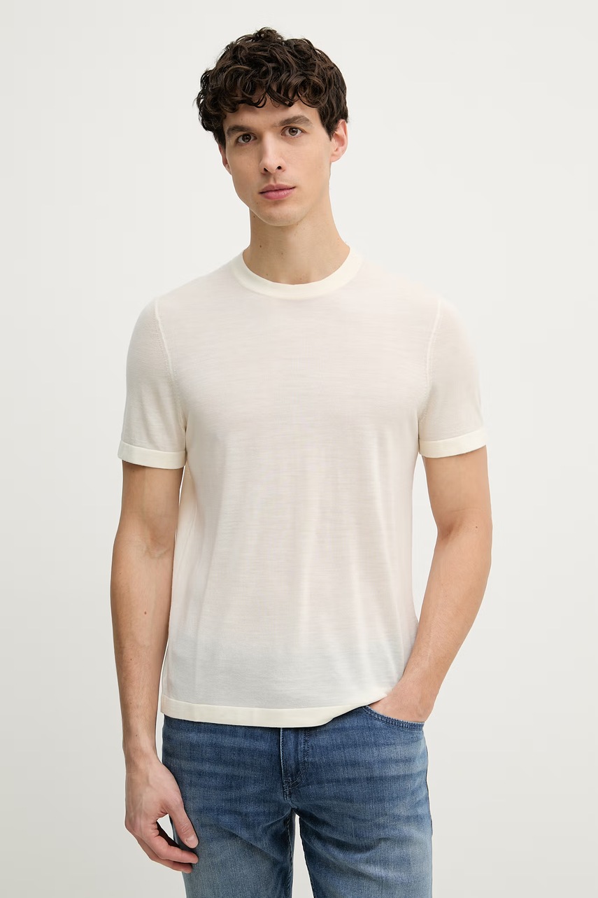 Tricou tricotat pentru bărbați BOSS x DAVID BECKHAM Tricou tricotat pentru bărbați BOSS x DAVID BECKHAM