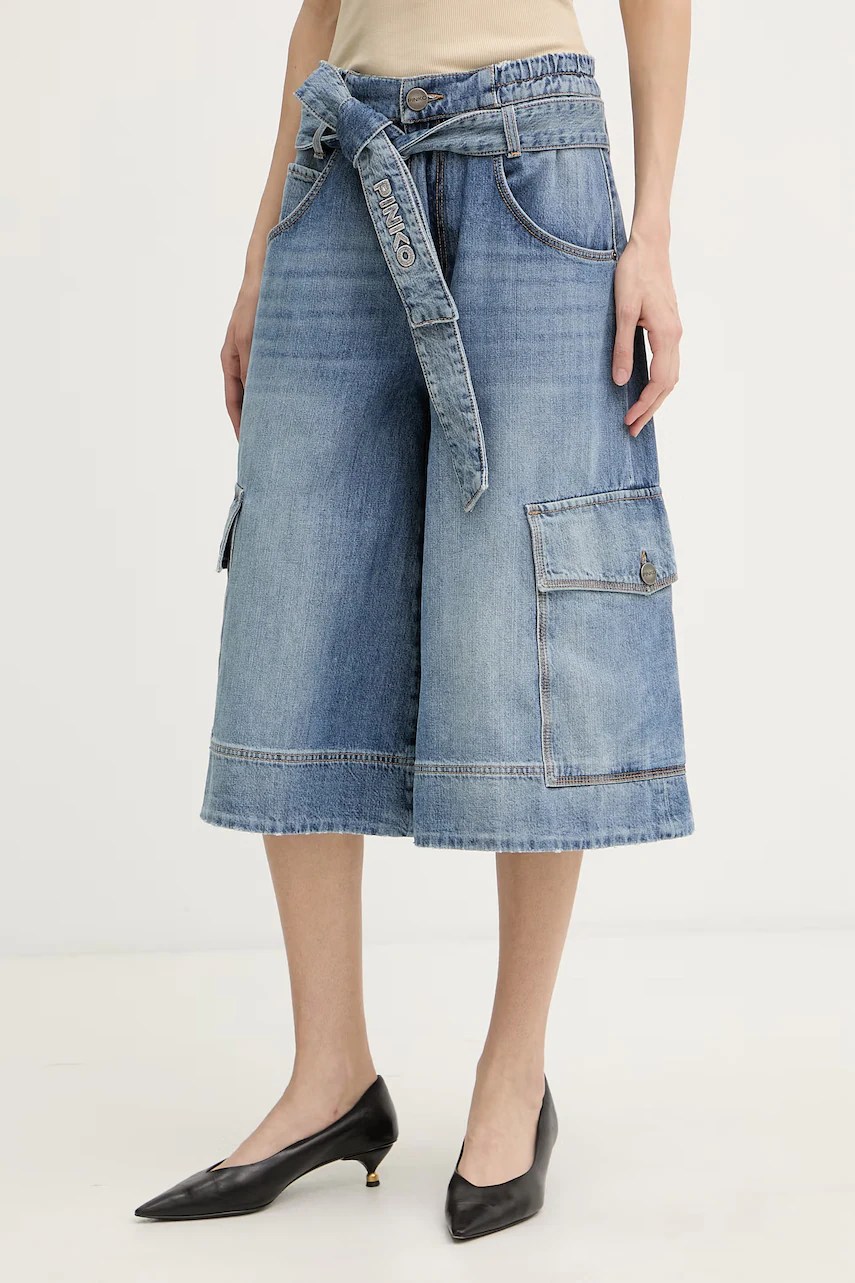 Pantaloni scurți cargo damă din denim pinko Pantaloni scurți cargo damă din denim pinko