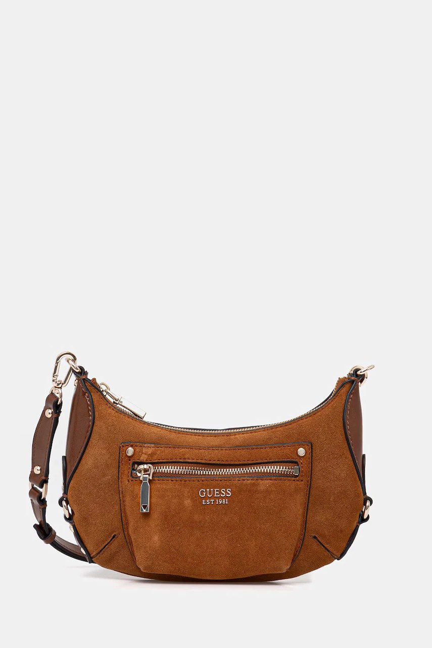 Guess geantă de mână din piele întoarsă MARSHA Guess geantă de mână din piele întoarsă MARSHA