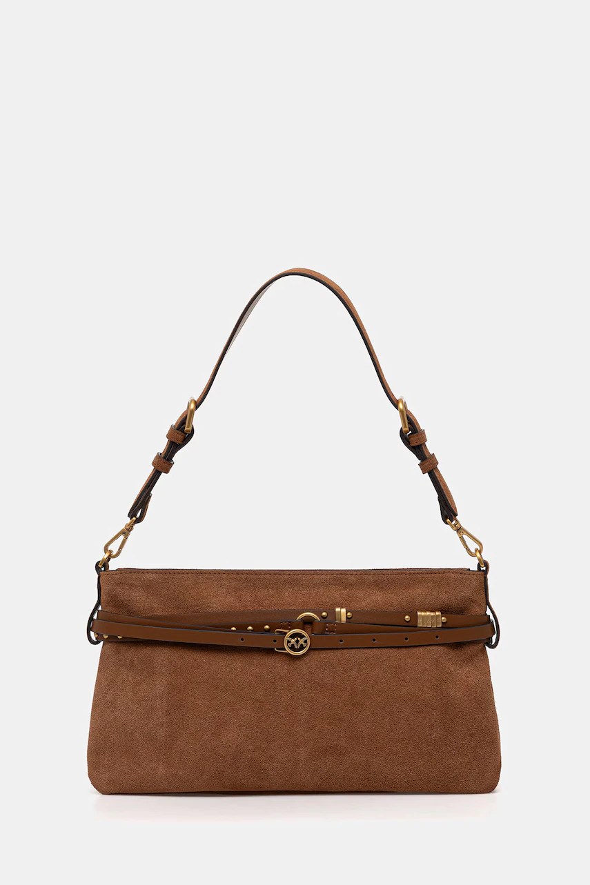 Geantă de mână pinko din piele întoarsă Geantă de mână pinko din piele întoarsă