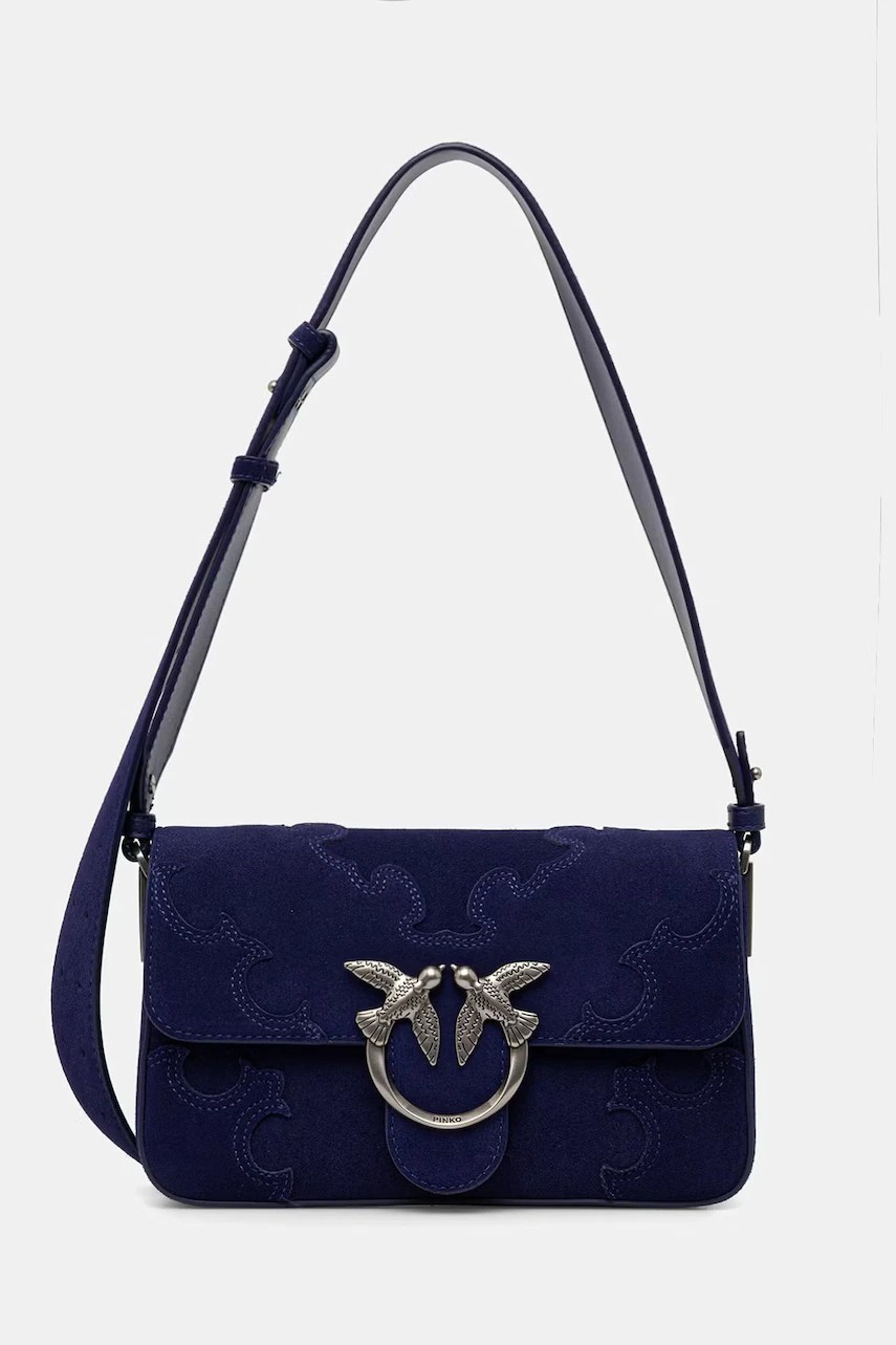 Pinko geantă crossbody din piele întoarsă pentru femei Pinko geantă crossbody din piele întoarsă pentru femei