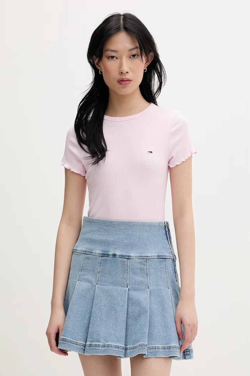 Tricou tommy jeans pentru femei din bumbac cu elastan Tricou tommy jeans pentru femei din bumbac cu elastan