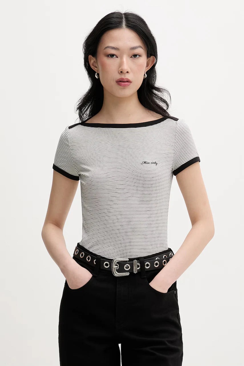 Tricou slim fit miss sixty pentru femei, cu lyocell Tricou slim fit miss sixty pentru femei, cu lyocell