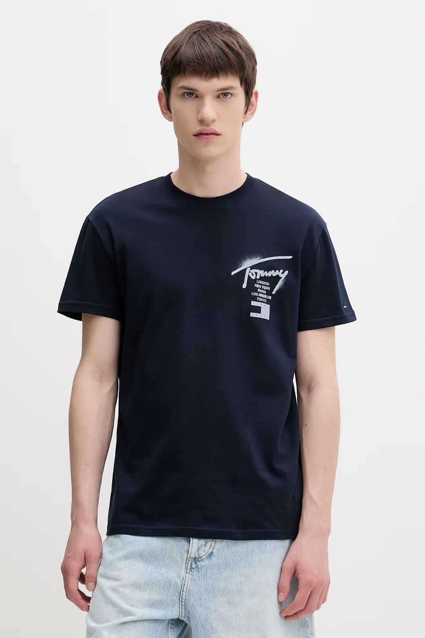 Tricou bărbați tommy jeans din bumbac Tricou bărbați tommy jeans din bumbac