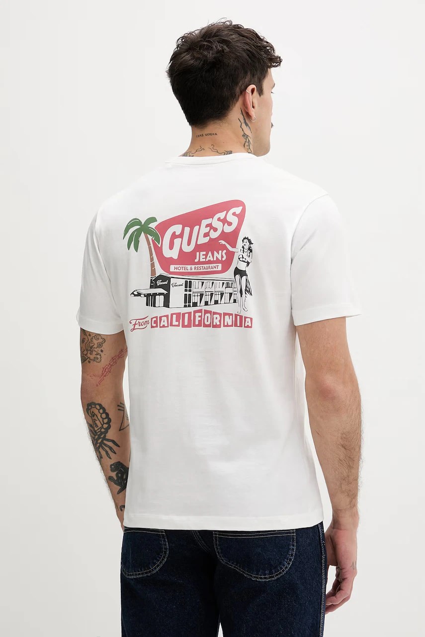 Tricou bărbătesc guess jeans din bumbac Tricou bărbătesc guess jeans din bumbac