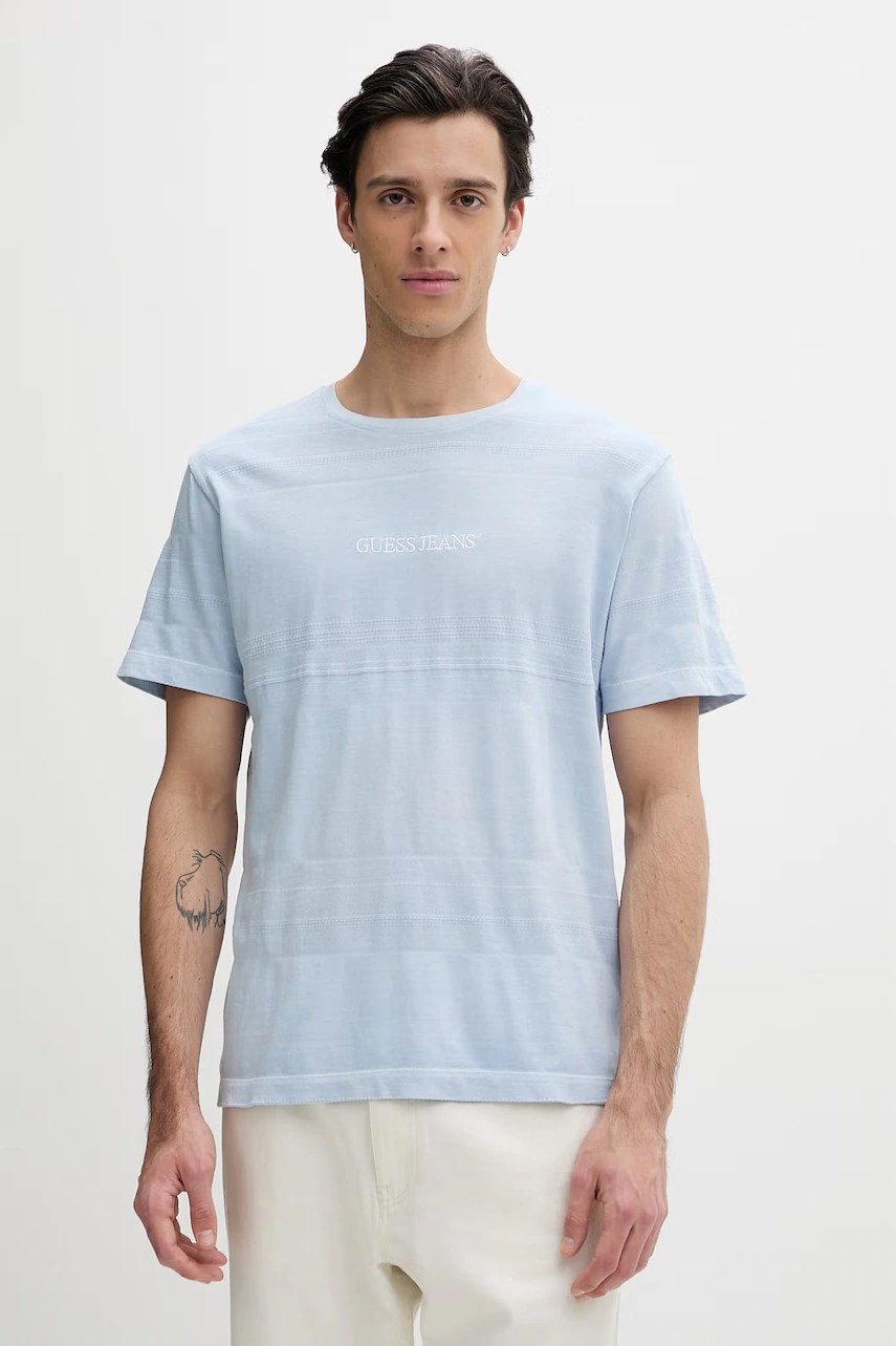 Tricou bărbătesc basic din bumbac guess jeans Tricou bărbătesc basic din bumbac guess jeans