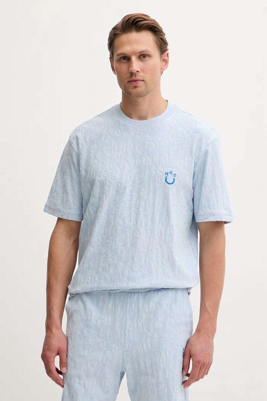 Tricou HUGO blue pentru bărbați bumbăcesc Nagutee Tricou HUGO blue pentru bărbați bumbăcesc Nagutee