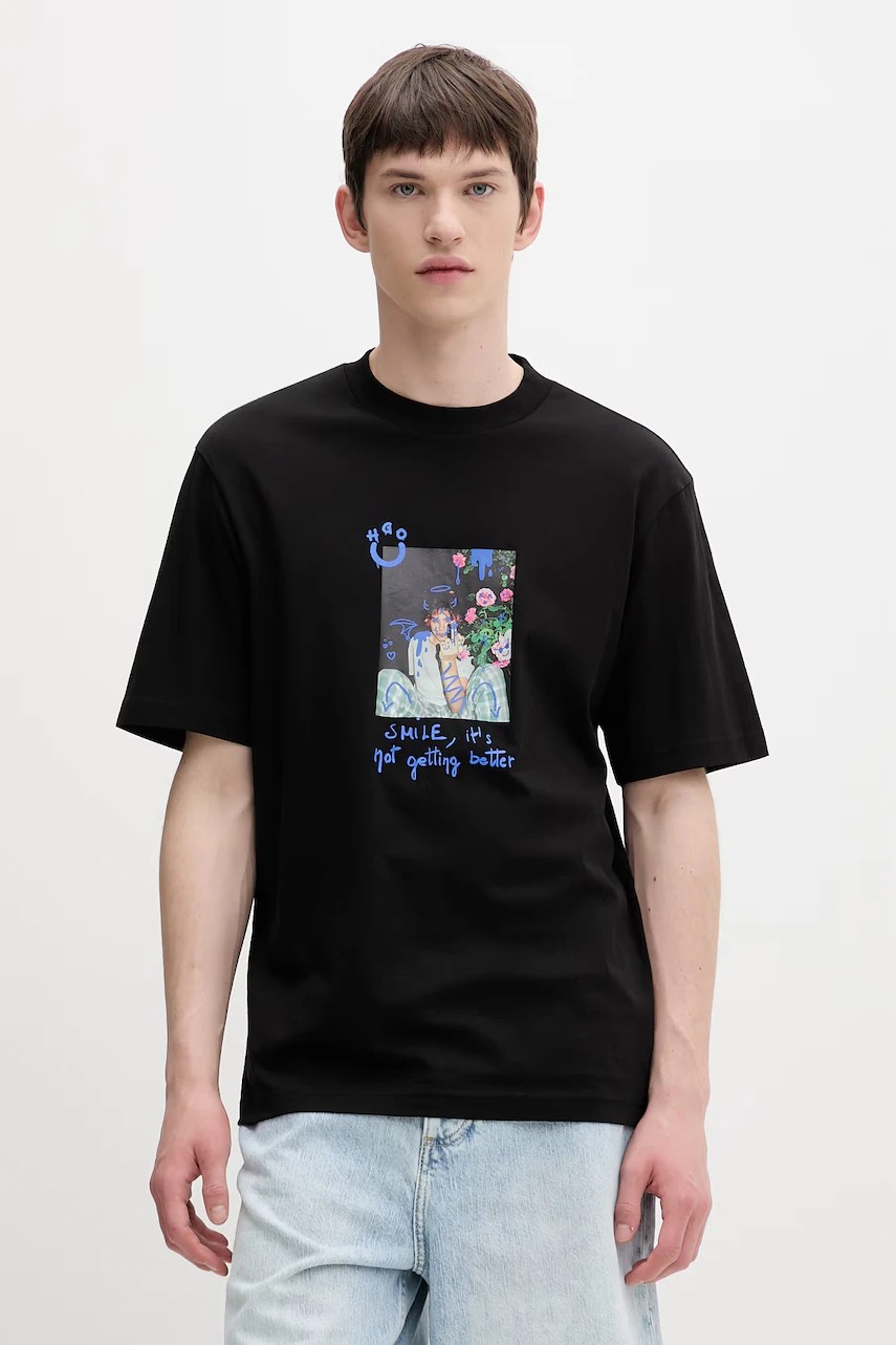 Tricou HUGO blue pentru bărbați din bumbac Nugobeam Tricou HUGO blue pentru bărbați din bumbac Nugobeam