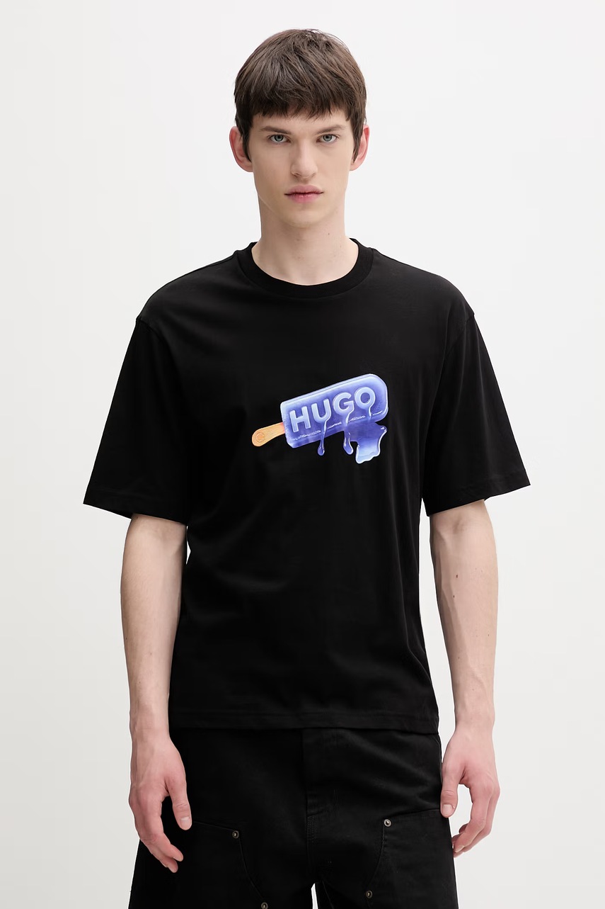 Tricou HUGO blue pentru bărbați, din bumbac Noglasy Tricou HUGO blue pentru bărbați, din bumbac Noglasy