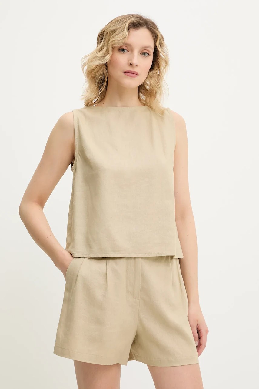 Set answear lab: bluză și pantaloni scurți din in Set answear lab: bluză și pantaloni scurți din in