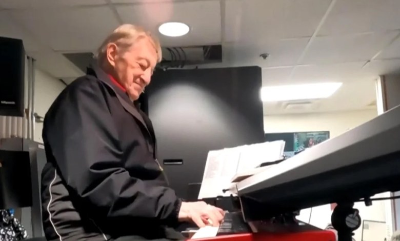 The sports organist Fred Costello brings music and gaiety to the New York Minor League team The sports organist Fred Costello brings music and gaiety to the New York Minor League team