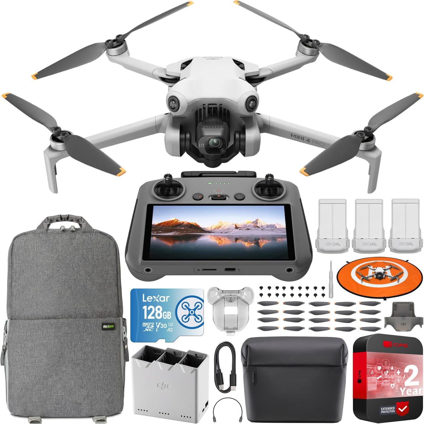 DJI Mini 4 Pro Folding Drone with RC 2 Remote (With Screen) Fly More Combo, 4K HDR Video Camera for Adults, Under 249g, Omnidirectional Sensing, 3 Batteries Bundle with Deco Gear Accessories DJI Mini 4 Pro Folding Drone with RC 2 Remote (With Screen) Fly More Combo, 4K HDR Video Camera for Adults, Under 249g, Omnidirectional Sensing, 3 Batteries Bundle with Deco Gear Accessories