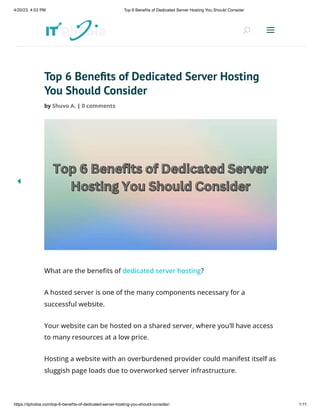 The Benefits Of Dedicated Server Hosting The Benefits Of Dedicated Server Hosting