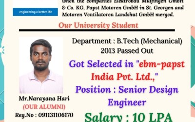 Placement Of Our Alumni Student At ebm-papst India Pvt. Ltd Placement Of Our Alumni Student At ebm-papst India Pvt. Ltd