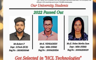 Placement of 2022 passed out students in HCL Technologies Placement of 2022 passed out students in HCL Technologies