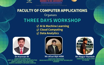 Three day Workshop in three parallel streams with hands-on practice on topics AI and Machine Learning, Cloud Computing & Data Analytics Three day Workshop in three parallel streams with hands-on practice on topics AI and Machine Learning, Cloud Computing & Data Analytics
