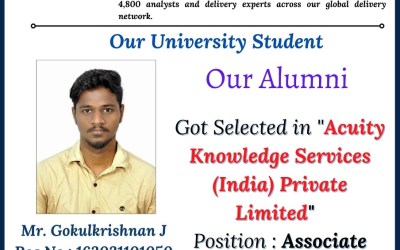 Placement Of Our Alumni Student At Acuity Knowledge Service Pvt. Ltd. Placement Of Our Alumni Student At Acuity Knowledge Service Pvt. Ltd.