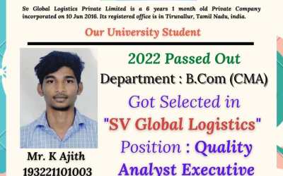 Placement Of 2022 Passed Out B.COM Student At SV Global Logistics Placement Of 2022 Passed Out B.COM Student At SV Global Logistics