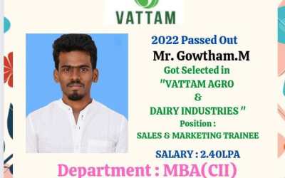 Placement Of 2022 Passed Out MBA Student At Vattam Placement Of 2022 Passed Out MBA Student At Vattam