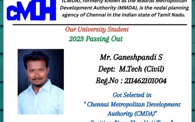 Internship Of 2023 Passing Out M.Tech Student At ‘Chennai Metropolitan Development Authority (CMDA)” Internship Of 2023 Passing Out M.Tech Student At ‘Chennai Metropolitan Development Authority (CMDA)”
