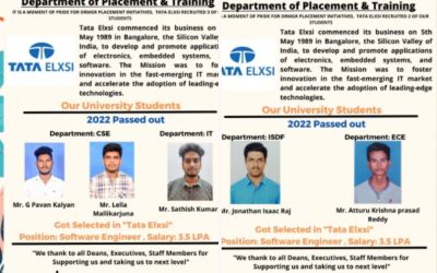 Placement of 2022 passing out Students in TATA ELXSI Placement of 2022 passing out Students in TATA ELXSI